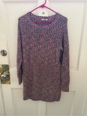 Bar III Pink & Gray Long-Sleeve Knit Dress